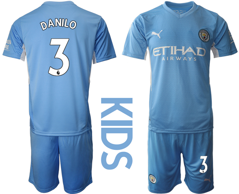 Youth 2021-2022 Club Manchester City home blue #3 Soccer Jersey->youth soccer jersey->Youth Jersey